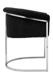 Orsina Black Velvet Dining Chair With Arms, Stainless Steel Base Armchair For Dinner, Dining Room, Home And Office - thumbnail 3