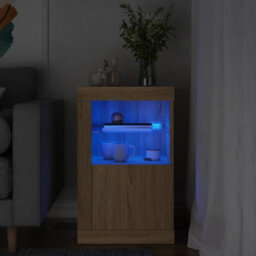 Berkfield Side Cabinet With Led Lights Sonoma Oak Engineered Wood - thumbnail 1