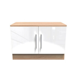 Trent Compact 2 Door Tv & Media Unit In White Gloss & Bardolino Oak (Ready Assembled) - thumbnail 1
