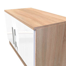 Trent Compact 2 Door Tv & Media Unit In White Gloss & Bardolino Oak (Ready Assembled) - thumbnail 4