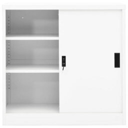 Vidaxl Office Cabinet With Sliding Door White 90X40X90 Cm Steel - thumbnail 3