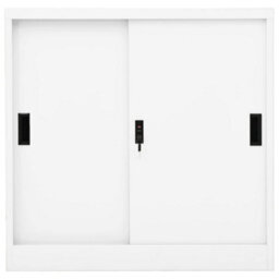 Vidaxl Office Cabinet With Sliding Door White 90X40X90 Cm Steel - thumbnail 2