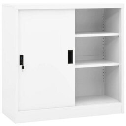 Vidaxl Office Cabinet With Sliding Door White 90X40X90 Cm Steel