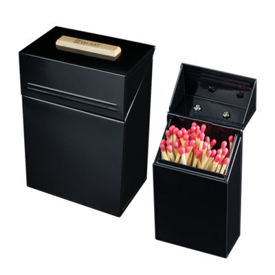 Valiant Firelighter And Pellet Storage Box Metal Tin & Match Storage Tidy - Black Gloss