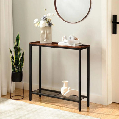 Brown 75 X 24 X 75 Cm Console Table Sofa Table With 2 Shelves Hallway Table Entryway Display Table - image 1
