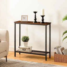 Brown 75 X 24 X 75 Cm Console Table Sofa Table With 2 Shelves Hallway Table Entryway Display Table - thumbnail 4