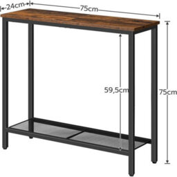 Brown 75 X 24 X 75 Cm Console Table Sofa Table With 2 Shelves Hallway Table Entryway Display Table - thumbnail 2