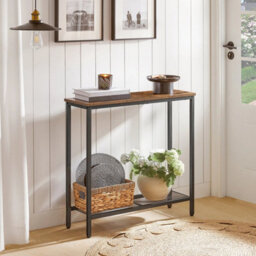 Brown 75 X 24 X 75 Cm Console Table Sofa Table With 2 Shelves Hallway Table Entryway Display Table - thumbnail 3