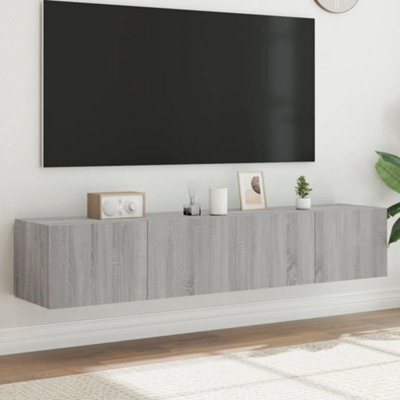 Berkfield Tv Wall Cabinets With Led Lights 2 Pcs Grey Sonoma 80X35X31 Cm - image 1