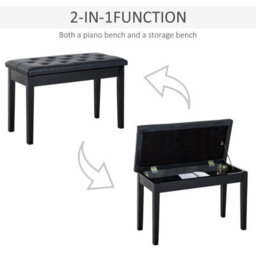 Wyld Haus Milara Faux Leather Upholstered Piano Bench With Storage, Diamond-Tufted Black - thumbnail 6