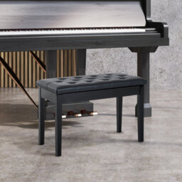 Wyld Haus Milara Faux Leather Upholstered Piano Bench With Storage, Diamond-Tufted Black - thumbnail 4
