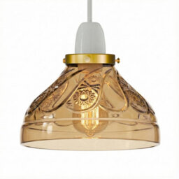 Modern Glass Lamp Shade 24.5Cm Brown Easy Fit Replacement Ceiling Pendant Light Shade Floral Pattern Vintage Glass Lighting