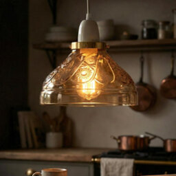 Modern Glass Lamp Shade 24.5Cm Brown Easy Fit Replacement Ceiling Pendant Light Shade Floral Pattern Vintage Glass Lighting - thumbnail 2