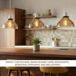 Modern Glass Lamp Shade 24.5Cm Brown Easy Fit Replacement Ceiling Pendant Light Shade Floral Pattern Vintage Glass Lighting - thumbnail 7