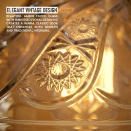 Modern Glass Lamp Shade 24.5Cm Brown Easy Fit Replacement Ceiling Pendant Light Shade Floral Pattern Vintage Glass Lighting - thumbnail 6