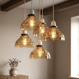 Modern Glass Lamp Shade 24.5Cm Brown Easy Fit Replacement Ceiling Pendant Light Shade Floral Pattern Vintage Glass Lighting - thumbnail 8