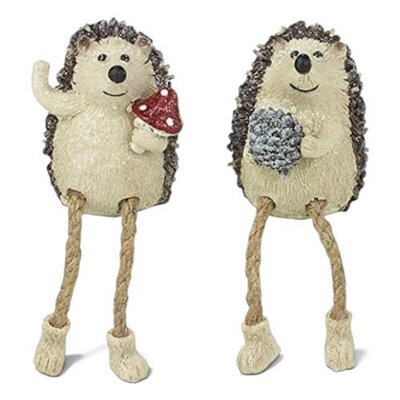 Heaven Sends Christmas Set Of Two Hedgehog Hanging Decorations, Beige, 5.5 X 6.5 X 13 Cm Each