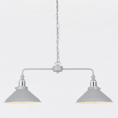 First Choice Lighting Maxwell Flint Grey Chrome 2 Light Bar Ceiling Pendant Light - image 1