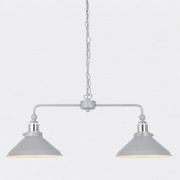 First Choice Lighting Maxwell Flint Grey Chrome 2 Light Bar Ceiling Pendant Light