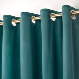 Laurence Llewelyn-Bowen Montrose Velvet Blackout-Coated Pair Of Teal Eyelet Curtains - thumbnail 2