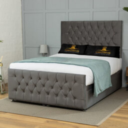 UKBEDFURNITURE Winchester Plush Steel End Opening Divan Ottoman Bed With 54 Inch Headboard - thumbnail 1