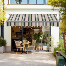 Sundaze Retractable 2M X 1.5M Awning Garden Canopy Outdoor Sun Shade Shelter With Fittings And Crank Handle Multi Stripe