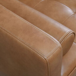 Simon Li Harstine Brown Leather Corner Sofa, Right Hand Facing, Top Grain Leather, Foam Cushions, Solid Wood Legs, Tufted Design - thumbnail 7