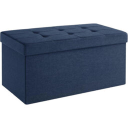 Songmics Small Ottoman With Storage, Foldable Foot Rest, Ideal For Living Room, Entryway, Bedroom, Dark Blue - thumbnail 6