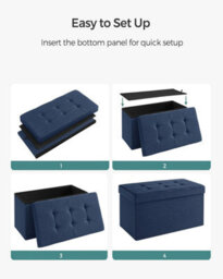 Songmics Small Ottoman With Storage, Foldable Foot Rest, Ideal For Living Room, Entryway, Bedroom, Dark Blue - thumbnail 5