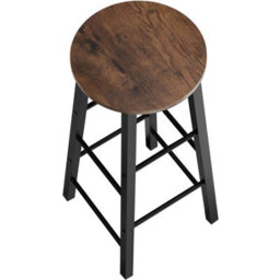 Tectake Bar Stools Keynes - Industrial Wood Dark, Rustic, Set Of 2 - thumbnail 2
