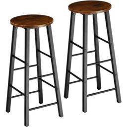 Tectake Bar Stools Keynes - Industrial Wood Dark, Rustic, Set Of 2 - thumbnail 1