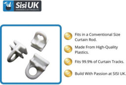 SISI UK Ceiling Curtain Track Glider Pole Runner Drape Fabric Rail Tape Hook Curtain Rail Slider Rod Slides Roller Window Door Shower X 20 - thumbnail 3