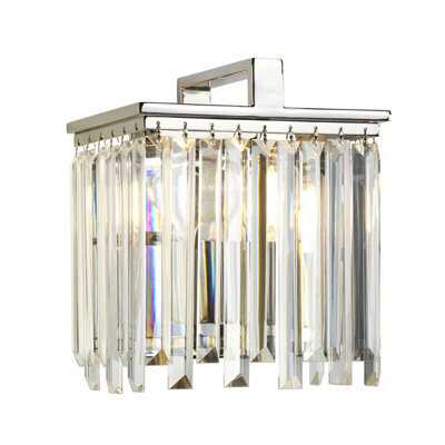 Elegant Opal Glass Wall Light With Cut Crystals And Polished Nickel Finish - image 1