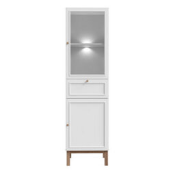 Furniture To Go Wensley Display Cabinet With 1 Door 1 Drawer And  1 Glass Door In Light Grey And Oak Inc Led Lighting - thumbnail 2