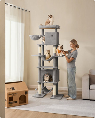 LEDREM 201 Cm Tall Cat Tree, Xxl Large Cat Tower For Indoor Cats, Multi-Level Cat Condo With 4 Scratching Posts, 2 Hammocks, A Perch - image 1