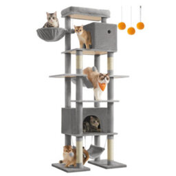 LEDREM 201 Cm Tall Cat Tree, Xxl Large Cat Tower For Indoor Cats, Multi-Level Cat Condo With 4 Scratching Posts, 2 Hammocks, A Perch - thumbnail 3