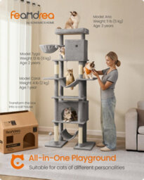 LEDREM 201 Cm Tall Cat Tree, Xxl Large Cat Tower For Indoor Cats, Multi-Level Cat Condo With 4 Scratching Posts, 2 Hammocks, A Perch - thumbnail 4