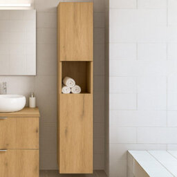 Heze Furniture Dove 2 Door Tall Bathroom Cabinet In Evoke Oak