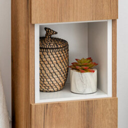 Heze Furniture Dove 2 Door Tall Bathroom Cabinet In Evoke Oak - thumbnail 3