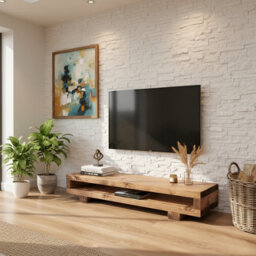 L110Xw44Xh25Cm Viot Low Solid Wood Chunky Tv Unit Dark Oak Colour - thumbnail 5