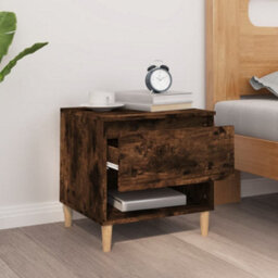 Berkfield Bedside Table Smoked Oak 50X46X50 Engineered Wood - thumbnail 3