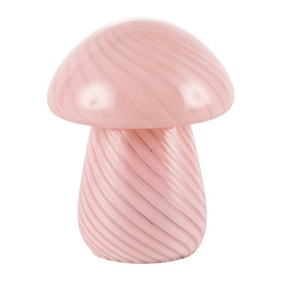 Happy Homewares Contemporary Mushroom Glass Table Lamp With Pink Stripe Effect Pattern - image 1