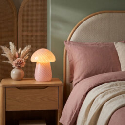 Happy Homewares Contemporary Mushroom Glass Table Lamp With Pink Stripe Effect Pattern - thumbnail 6