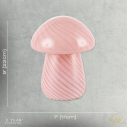 Happy Homewares Contemporary Mushroom Glass Table Lamp With Pink Stripe Effect Pattern - thumbnail 7