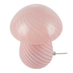 Happy Homewares Contemporary Mushroom Glass Table Lamp With Pink Stripe Effect Pattern - thumbnail 4