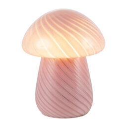 Happy Homewares Contemporary Mushroom Glass Table Lamp With Pink Stripe Effect Pattern - thumbnail 2