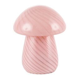Happy Homewares Contemporary Mushroom Glass Table Lamp With Pink Stripe Effect Pattern
