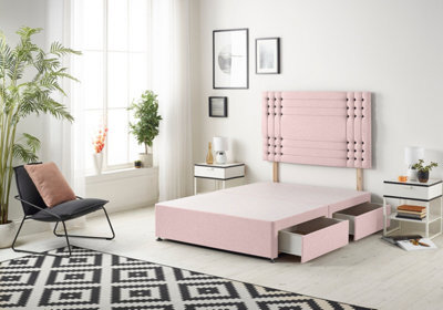 Somnior Beds Somnior Flexby Plush Pink Divan Bed Base With 2 Drawers And Headboard - Single - image 1
