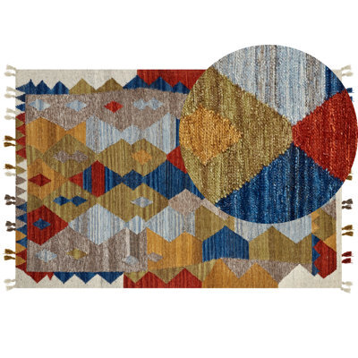 Beliani Rug Arzakan Multicolour 200 X 300 Cm Wool Kilim - image 1