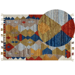 Beliani Rug Arzakan Multicolour 200 X 300 Cm Wool Kilim - thumbnail 1
